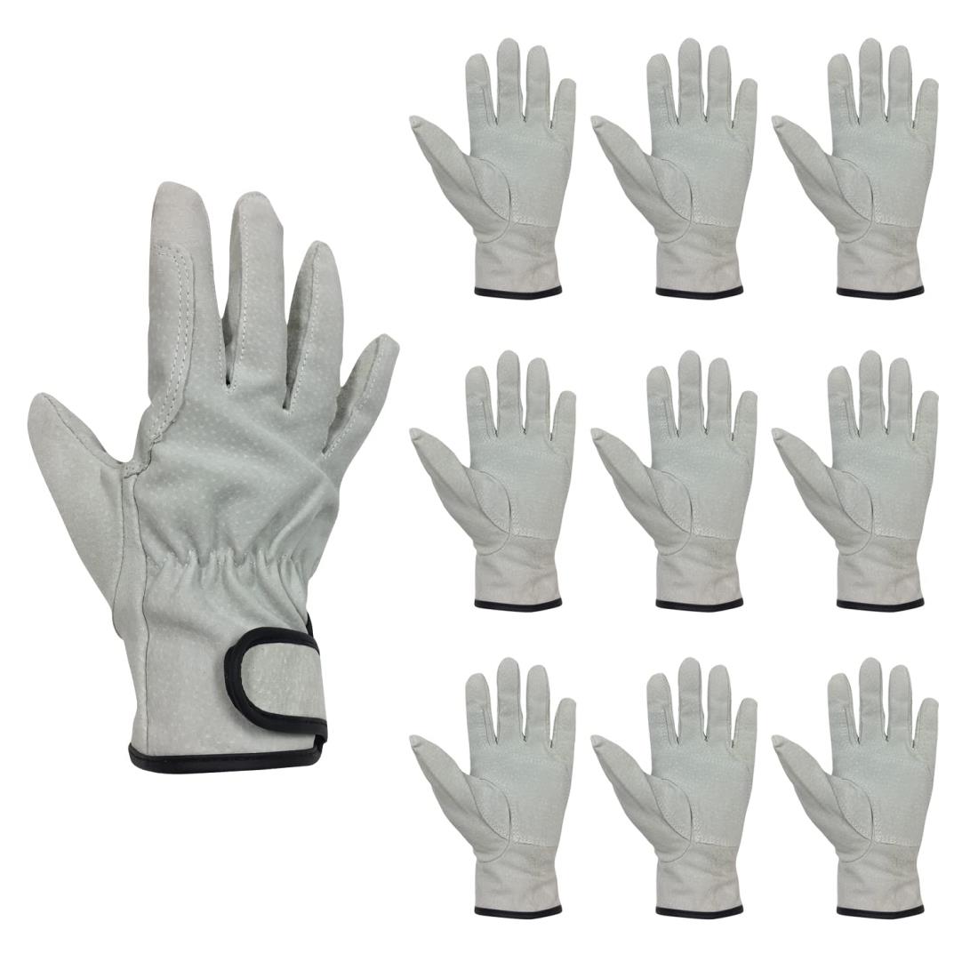 ACE 【まとめ買い】10双パック 作業手袋 豚床革手袋 アテ付 10双組 Mサイズ AG547-10P グレー