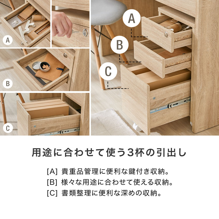 パソコンデスクデスクセット3点セット幅120cmおしゃれシステムデスクワークデスク机学習机勉強机ワゴンラックキャスター付き在宅勤務テレワーク一人暮らし