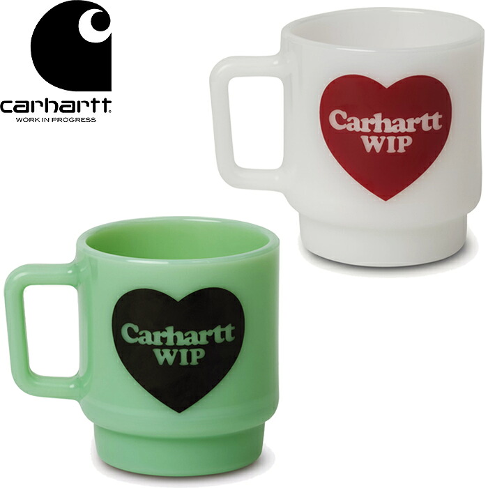 Carhartt WIP × Olde Milk-glass 鉄道車両ハート型 WIP × オールドミルクグラス I035873 Heart Glass Mug ハートグラスマグ コップ 珈琲優勝杯 水呑み 食器 ワークインプログレス 滑る 表どおり アメカジ メンズ レディース 2色合い 国内置き目 2025AW