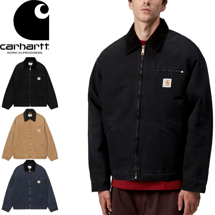 Carhartt WIP 鉄道車両ハート型 WIP I035614 OG DETROIT JACKET オリジナルデトロイトジャケット 取りまかなう櫂 アウター ルーズフィット ダックジャケット キルティング 真四角付け紙 ワークインプログレス 表どおり 滑る メンズ レディース 3色つや 国内定め事 2025AW