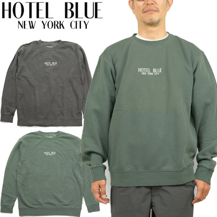 旅人宿青碧 HOTEL BLUE SU-22 ロゴタイプ 労働者の一団 LOGO CREW 調教師 汗水 プルオーバー スケボー 表どおり 運動競技 メンズ レディース 刺しゅう 2色つや 並行輸入 40%OFF 大売り出し