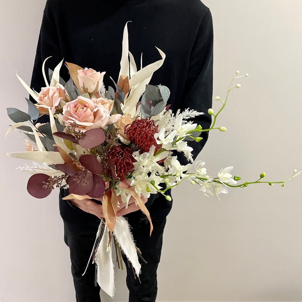 良好品 Dry Bouquet アートフラワー ドライフラワー ブーケ バラ ピンクッション ラン ユーカリ白 花束 花 お花 アレンジ ドライ フラワー おしゃれ かわいい 可愛い インテリア 花ギフト お祝い 誕生日 結婚記念日 贈り物 結婚祝い 誕生日プレゼント ギフト 送料無料