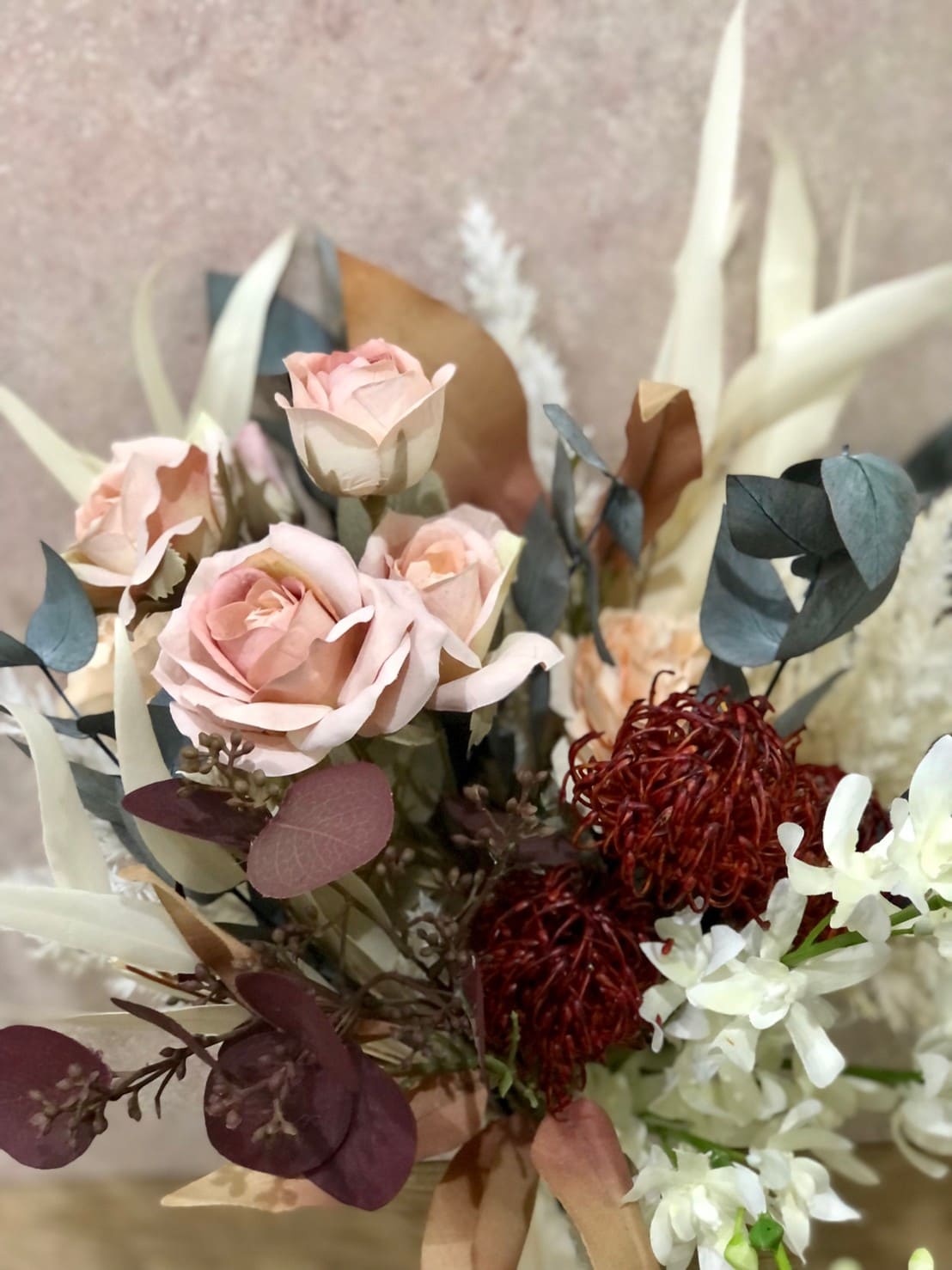 良好品 Dry Bouquet アートフラワー ドライフラワー ブーケ バラ ピンクッション ラン ユーカリ白 花束 花 お花 アレンジ ドライ フラワー おしゃれ かわいい 可愛い インテリア 花ギフト お祝い 誕生日 結婚記念日 贈り物 結婚祝い 誕生日プレゼント ギフト 送料無料