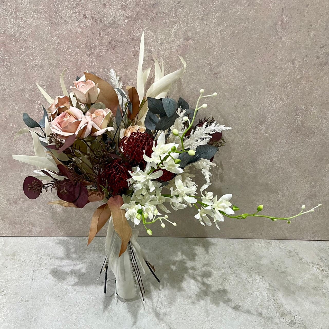 良好品 Dry Bouquet アートフラワー ドライフラワー ブーケ バラ ピンクッション ラン ユーカリ白 花束 花 お花 アレンジ ドライ フラワー おしゃれ かわいい 可愛い インテリア 花ギフト お祝い 誕生日 結婚記念日 贈り物 結婚祝い 誕生日プレゼント ギフト 送料無料