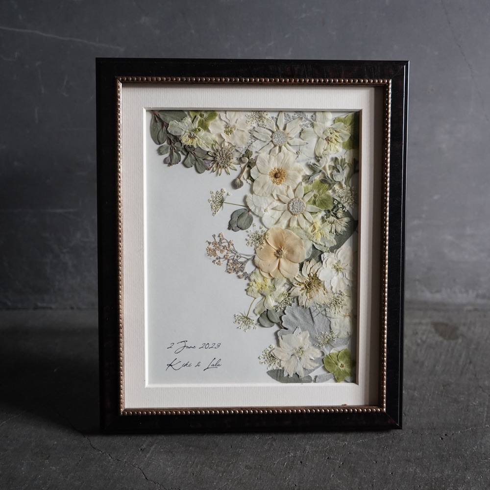 【アフター花束 ＜Edi エディ＞】活け花花束を「押し花＆額装」してお届けします 華燭の典 前撮り 言い入れる 祝する日 映し絵華燭の典 華燭の典 花束 胸花 祝する 残す 押しつける御花 工業 ひな形