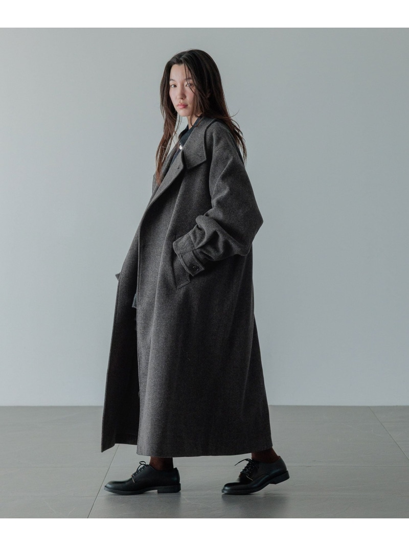 【SALE／20%OFF】ウールライクスタンドコート LOWRYS FARM ローリーズファーム ジャケット・アウター チェスターコート 赤銅色 黒いこと 薄墨色【RBA_E】【貨物輸送無料】[ Fashion]