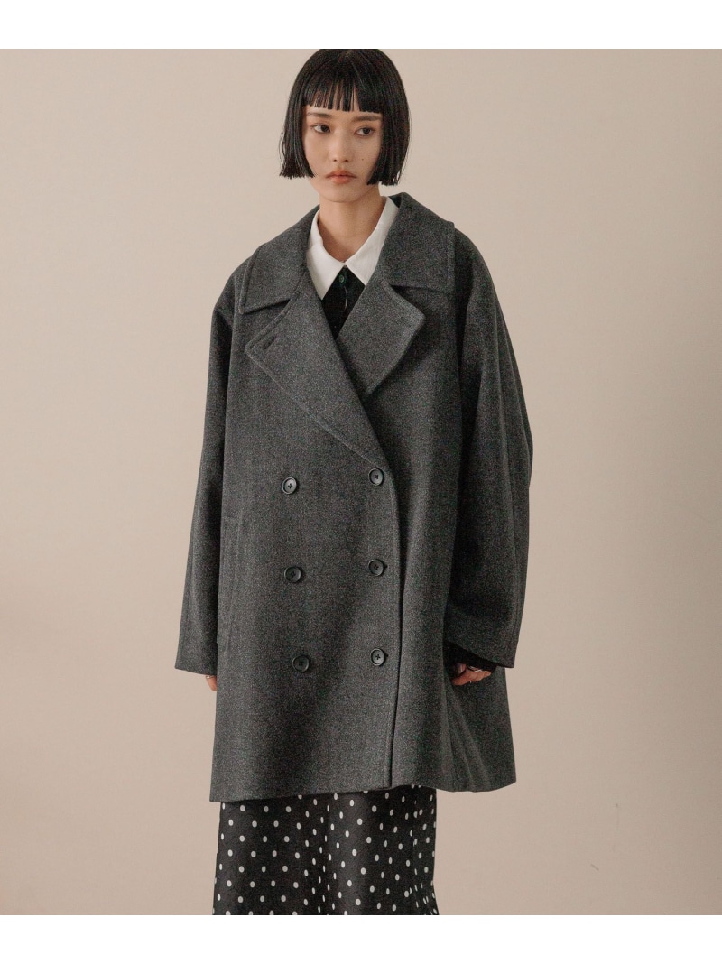WフェイスPコート LOWRYS FARM ローリーズファーム ジャケット・アウター ピーコート グレー ネイビー【送料無料】[ Fashion]