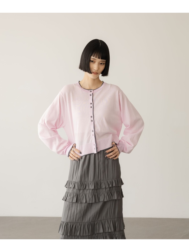 シアーハイショクカーディガン LOWRYS FARM ローリーズファーム トップス カーディガン ピンク ブラック ベージュ【送料無料】[ Fashion]