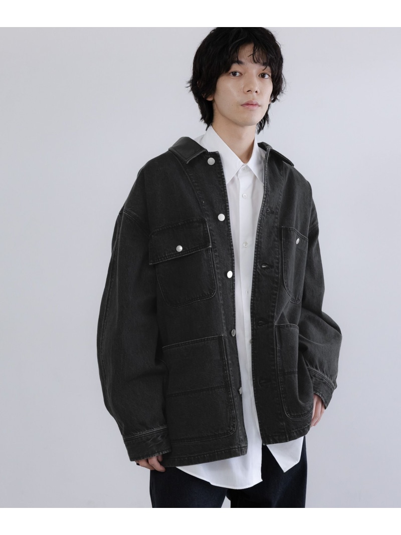【LFM(U)】デニムカバーオール【UNISEX】 LOWRYS FARM ローリーズファーム ジャケット・アウター デニムジャケット ホワイト ブラック【送料無料】[ Fashion]｜LOWRYS FARM／ローリーズファーム 8,250円