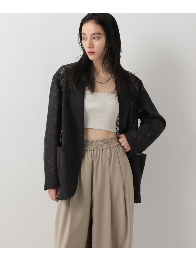 【今期】ツイードノーカラージャケット　アパートバイローリーズ apart by lowrys - apart by lowrys ノーカラーツイードジャケットの