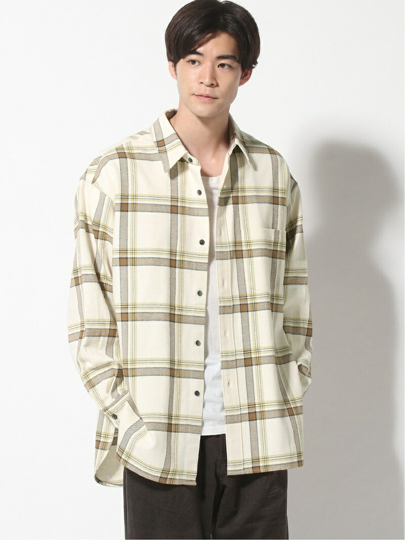 楽天市場 Rakuten Fashion チェックbigシャツjk Lowrys Farm ローリーズファーム シャツ ブラウス 長袖シャツ ベージュ カーキ グレー 送料無料 Lowrys Farm ローリーズファーム