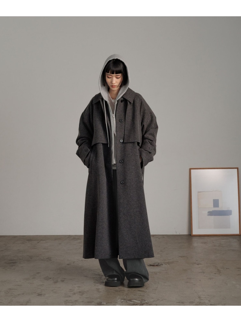 【SALE／20%OFF】ウールライクヨークコート LOWRYS FARM ローリーズファーム ジャケット・アウター ステンカラーコート ホワイト ブラック ブラウン グレー【RBA_E】【送料無料】[ Fashion]