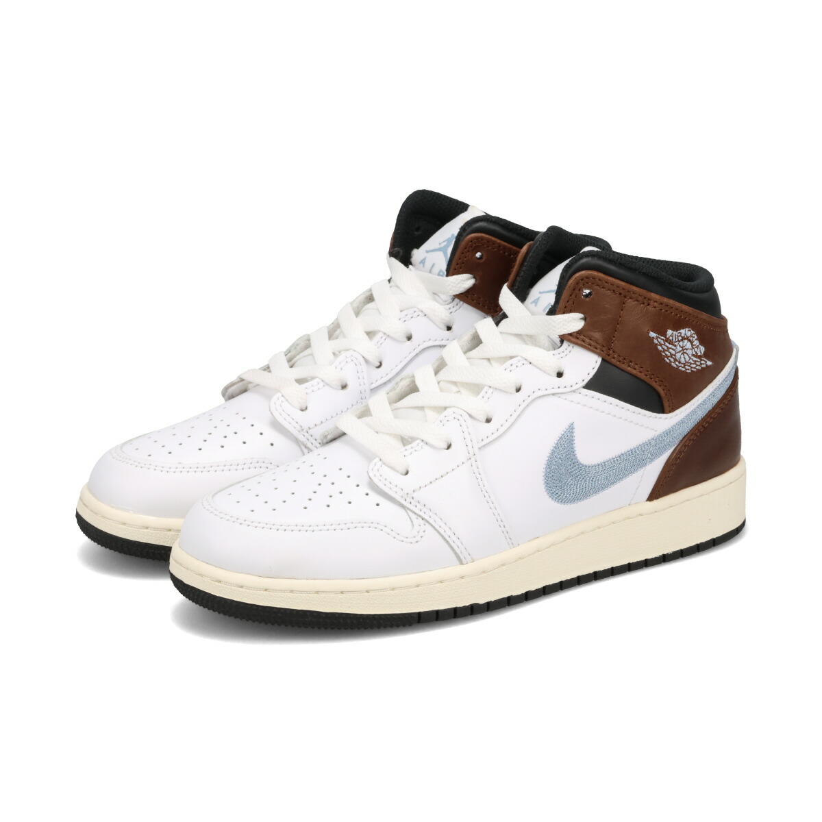 NIKE AIR JORDAN 1 MID SE GS ナイキ エア ジョーダン 1 ミッド SE GS レディース スニーカー ミッドカット WHITE/BLACK/SAIL/BLUE GREY ホワイト FQ8162-142