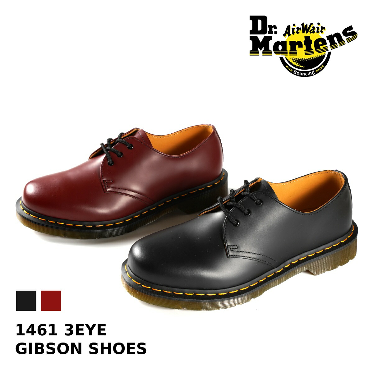 Dr.Martens 1461 3EYE GIBSON SHOES ドクターマーチン 3アイレット ギブソンシュー 3ホール BLACK  R11838002 CHERRY RED R11838600 超大特価