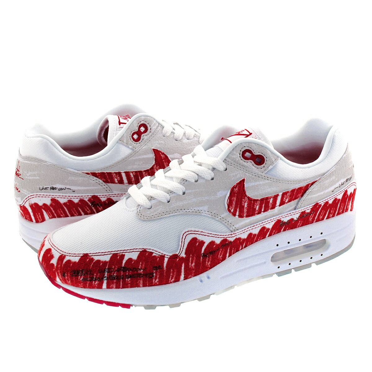 Nike Air Max 1 Sketch To Shelf Kie Ney Amax 1 Sketching Toe Shelf Whiteuniversity Red Cj4286 101