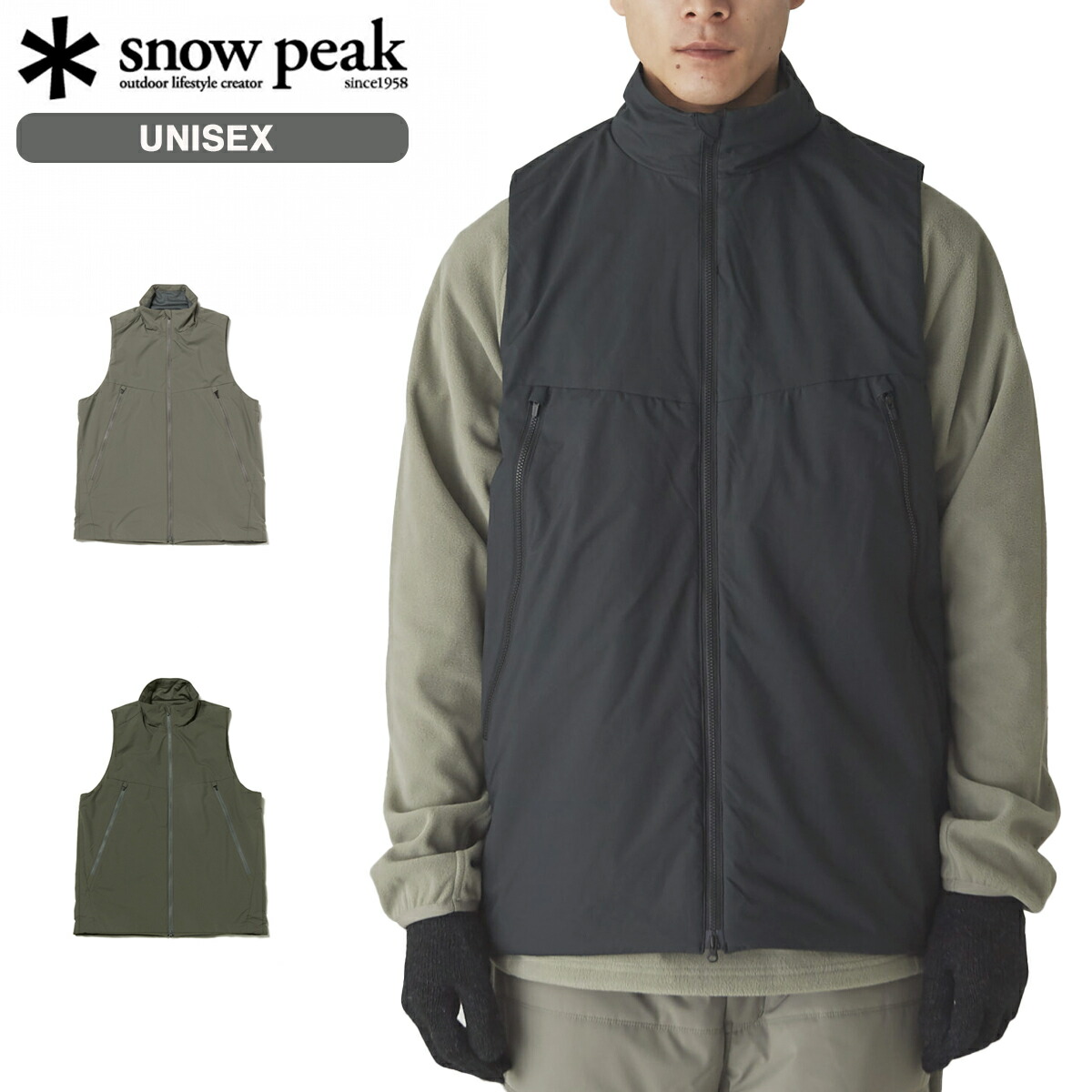 snow peak スノーピーク　キルティングベスト　オフホワイト　中綿　L snow peak スノーピーク キルティングベスト オフホワイト 中綿 L