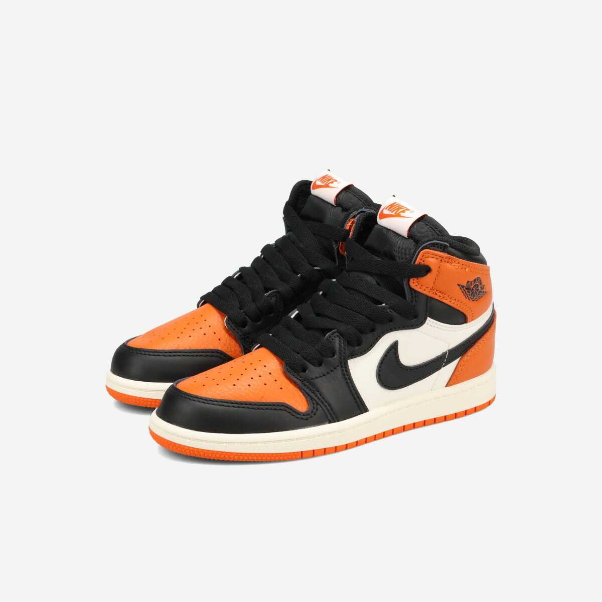 NIKE AIR JORDAN 1 HIGH OG PS -SHATTERED BACKBOARD- ナイキ エア ジョーダン 1 ハイ OG PS -シャッタード バックボード- キッズ 子ども スニーカー ハイカット BLACK/BLACK/SAIL/STARFISH オレンジ FD1412-008|KICKS LAB. 店