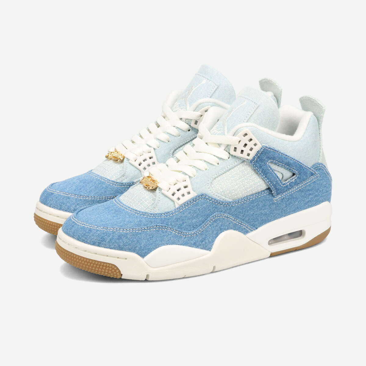 NIKE WMNS AIR JORDAN 4 RETRO TEX -DENIM- ナイキ ウィメンズ エアジョーダン 4 レトロ TEX -デニム- メンズ レディース スニーカー ミッドカット SAIL/GUM LIGHT BROWN/WORN BLUE/SAIL/METALLIC GOLD ブルー IB6716-100
