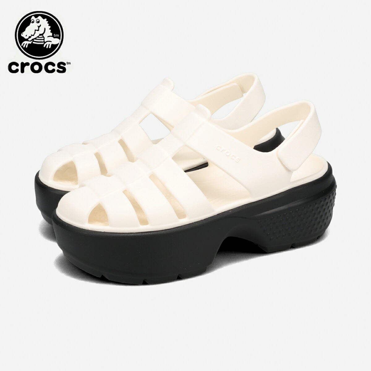 【50%OFF】 CROCS STOMP FISHERMAN SANDAL クロックス ストンプ フィッシャーマン サンダル メンズ レディース サンダル CHALK ホワイト 209938-0WV