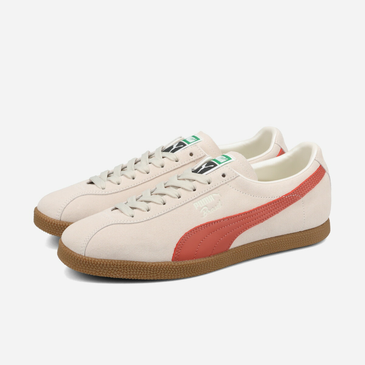 【10%OFF】 PUMA BRASIL プーマ ブラジル メンズ スニーカー ローカット FROSTED IVORY/EXOTIC RED ベージュ 401048-11｜KICKS LAB. 店
