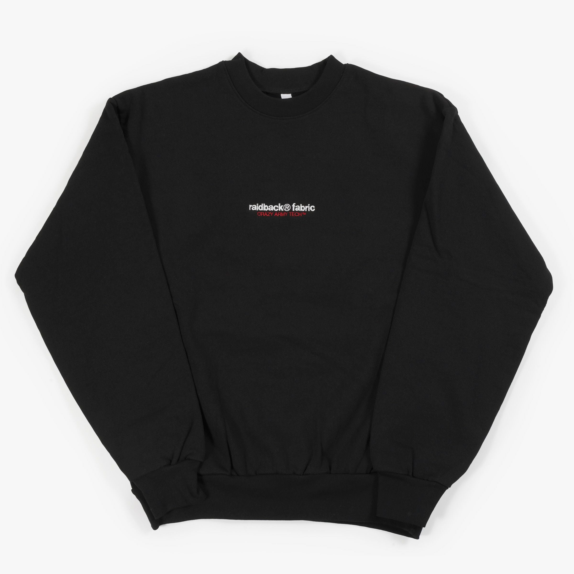raidback fabric CRAZY ARMY TECH Crewneck Sweatshirt レイドバック ファブリック クルーネック スウェットシャツ メンズ CRSB-CREW-01-BLK｜KICKS LAB. 店