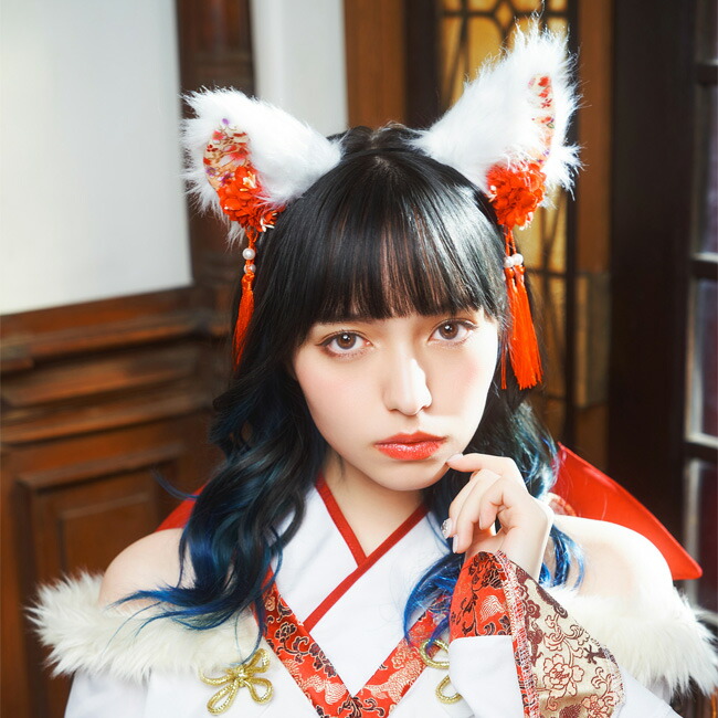 楽天市場】和柄カチューシャ 白猫 多屋来夢 ホワイト レッド 白