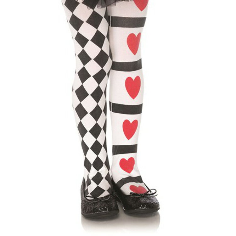 Kids Alice In Wonderland Style Queen of Hearts Tights Large 7-10 years Kids Alice In Wonderland Style Queen of Hearts Tights Large 7-10 years