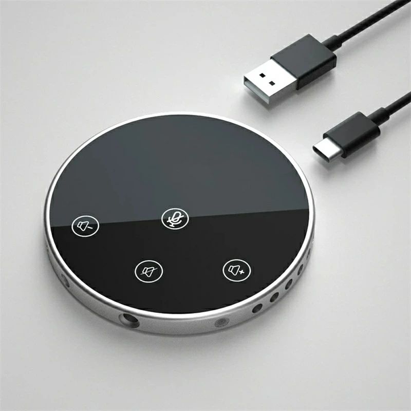 USB会議用マイク スピーカー USB マイク 高音質 高感度 全指向性 USBマイク 360?全方向集音 音量調節 ミュート タッチセンサー コンパクト 軽量 PC パソコン スマホ 対応 在宅会議、オンライン会議、ウェブ会議、ビデオ会議、SKYPE、LINEなどに対応