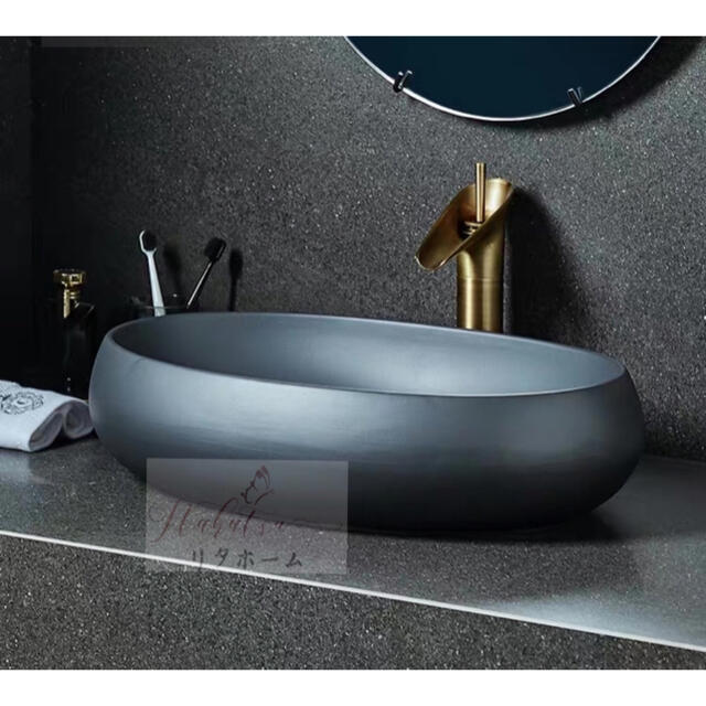 A001058高級洗面台 洗面ボウルセット洗面ボール 陶器 手水鉢 手洗器蛇口 排水金具付き