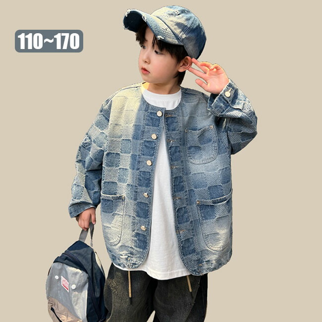 ジャケット デニムジャケット キッズ 男の子 ボーイズ ガールズ アウター デニム Gジャン 羽織り 軽アウター ライトアウター ライトジャケット 長袖 軽い ゆったり きれいめ 春 秋 110 120 130 140 150 160 170 cm 可愛い 子供服 かっこいい