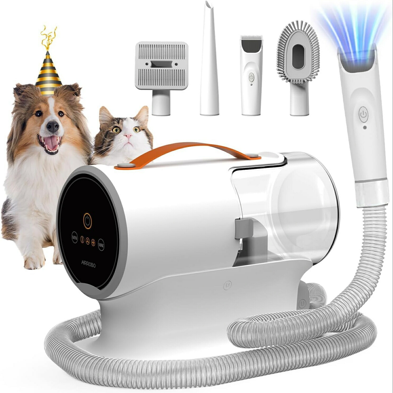 犬 ドライヤー 犬 バリカン ペット用バリカンセット 12000Pa 超強力吸引 2L大容量 グルーミング掃除機 5in1 多機能ペットグルーミングキット 換毛期対策 犬 猫美容器 猫 抜け毛を自動吸引 犬用電動バリカン 低騒音