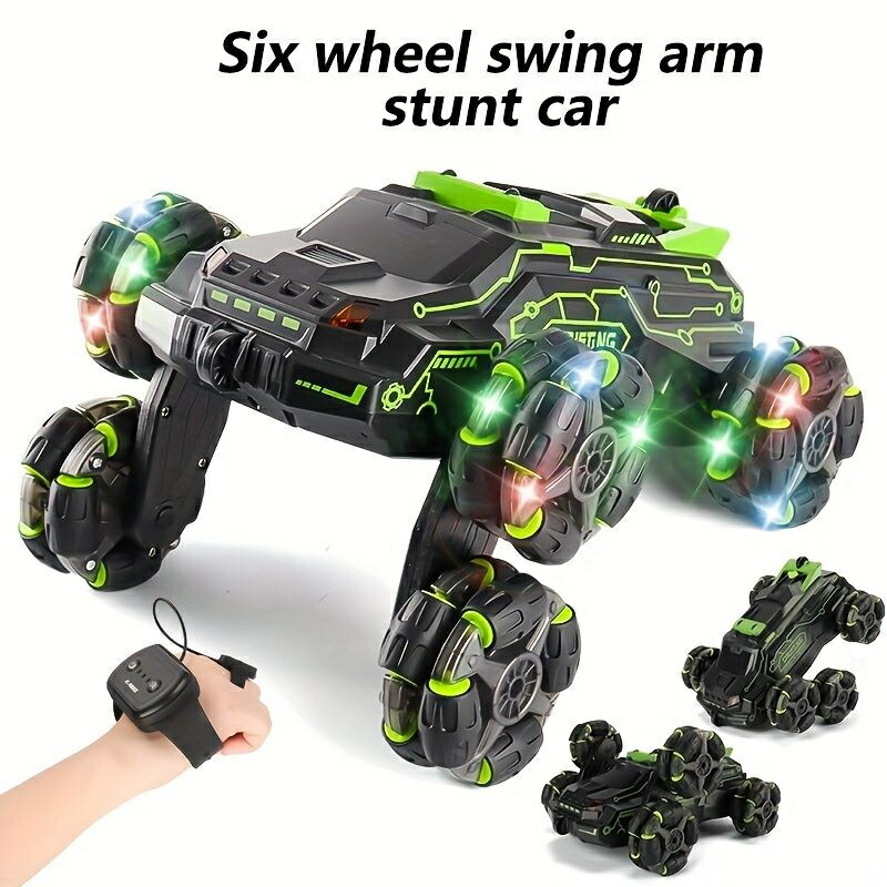 六輪スタントスイングアームドリフトカー、カラフルなライトLED、音楽、スプレー、スイングアームクライミング、逆さま歩行、回転、逆歩行、ジェスチャーコントロールをサポートします|L’s Shop Online