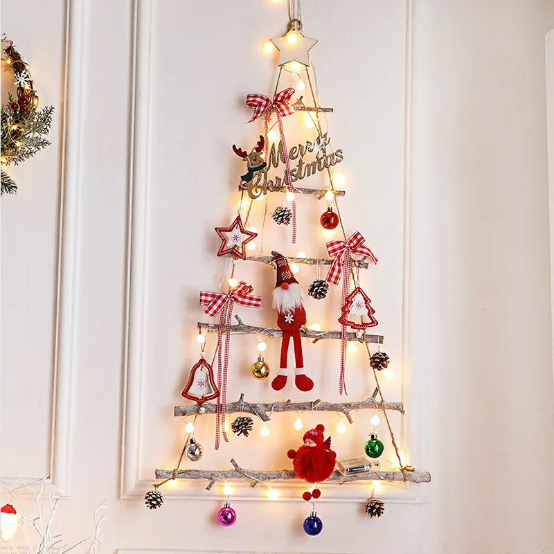 DIY木製クリスマスツリー人工偽の装飾壁の装飾クリスマスボール/クリスマス人形木製木の木の木のLEDライト