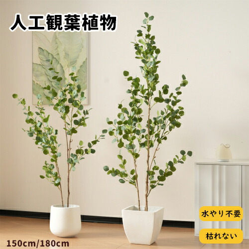 【即納】観葉植物 フェイク 150cm/180cm ユーカリの木 フェイクグリーン 人工観葉植物 水性塗料 造花 ホテル インテリア リアル おしゃれ お祝い 樹 木 室内 屋外 オフィス 在宅 水やり不要 枯れない 盆栽植物 飾り用 撮影用 部屋飾り 開店祝い 開業祝い プレゼント ギフト｜L&rsquo;s Shop Online