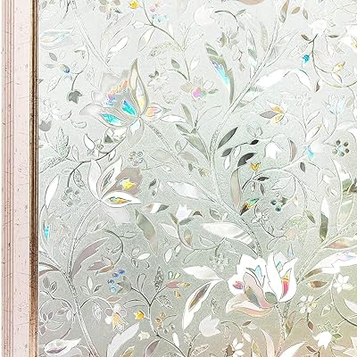 窓用フィルム チューリップの花柄 玉石の柄 (90x400cm, チューリップの花柄)画像