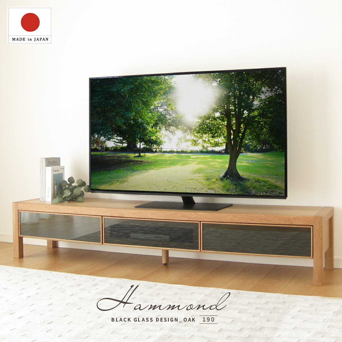 【全商品】☆177円値引き☆クーポン！ 国産 日本製 テレビボード テレビ台 TV台 TVボード TV収納 AVボード AV収納 AVラック TVラック テレビラック ロー ロータイプ ローボード オーク 天然木 無垢材 完成品 扉付 引き出し付 幅190cm 190センチ 190 モダン ナチュラル｜ライフスタイルＺＥＲＯ