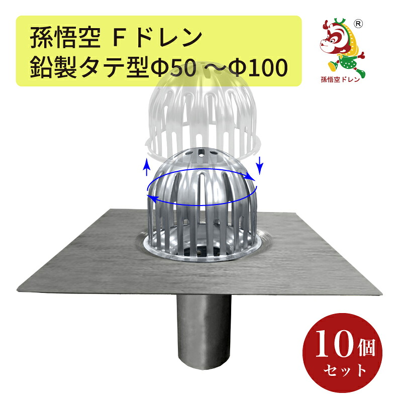 取りつくろうドレン 鉛ドレン タテ型 Fドレン 10個書き割り 純鉛製 Φ50からΦ100用 ストレーナーセット売りわたす 飛散押しとどめる ウレタン アスファルト 旗がしら ドレンキャップ 屋上雨合羽 取りつくろう工事 貨物輸送無料 尖んがり７倍