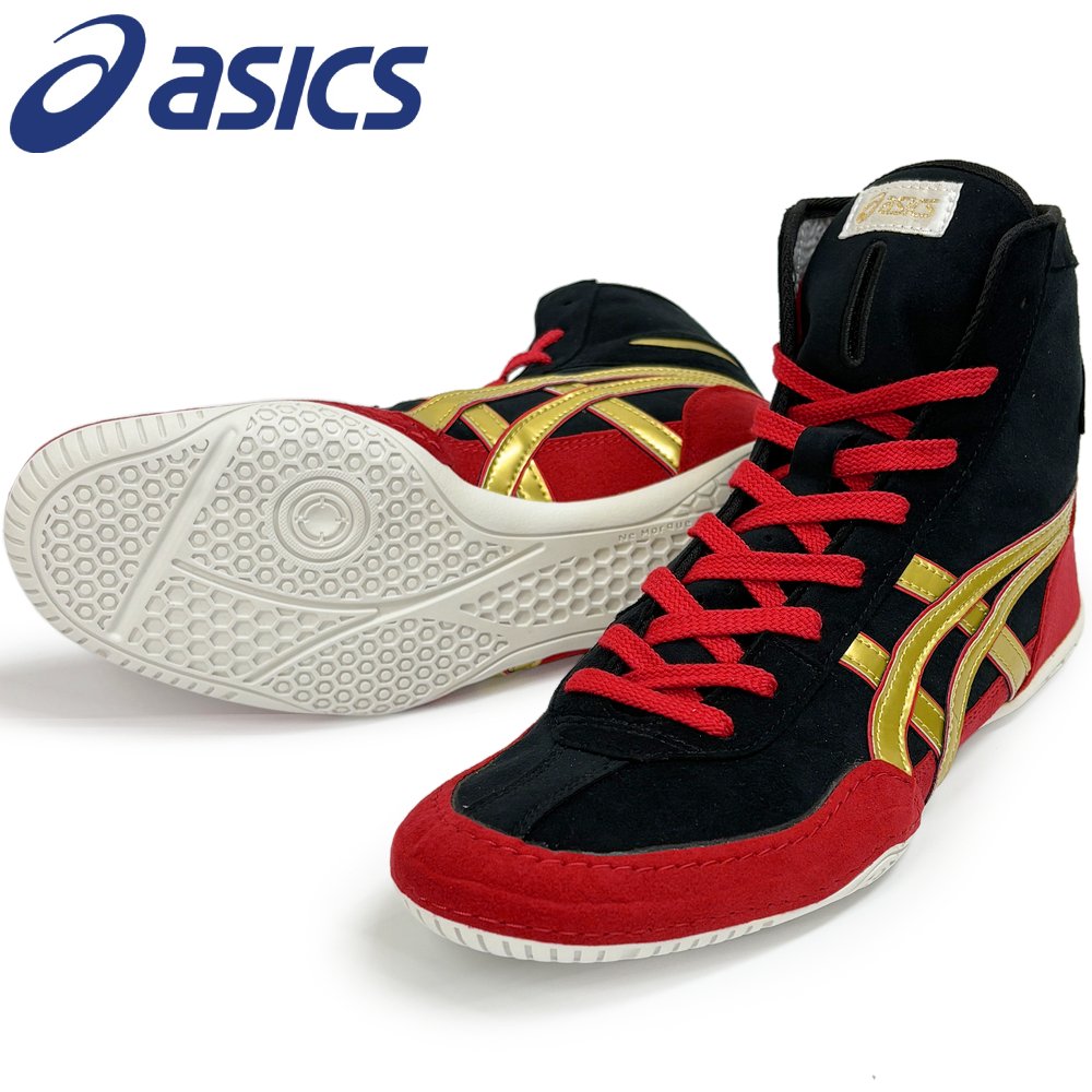 【大きさ取り替えっこ貨物輸送無料】アシックス asics レスリングシューズ 1083A001 ライナースポーツオリジナルデザイン ボクシングシューズ 黒いこと×ゴールド×赤いこと A542