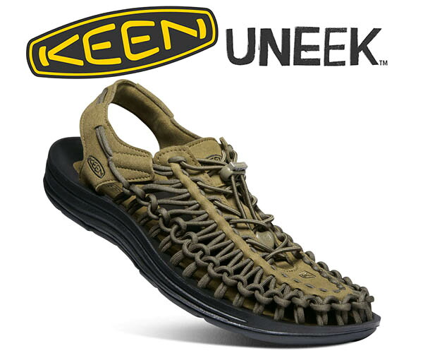 [ ポイントUP & 最大2000円OFFクーポン ] 【送料無料 キーン ユニーク メンズ】KEEN UNEEK DARK OLIVE/BLACK 1023381 ダークオリーブ ブラック オープンエア スニーカー