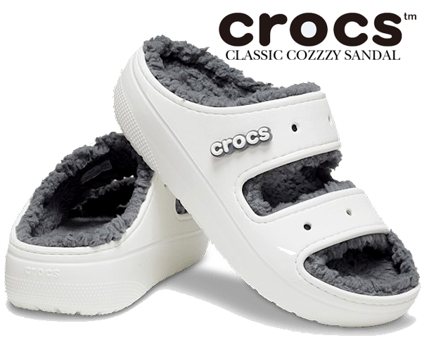 お得な割引クーポン発行中 crocs CLASSIC COZZZY SANDAL WHITE 207446-100 ホワイト スライド ライナー  ツーストラップ 【驚きの値段】