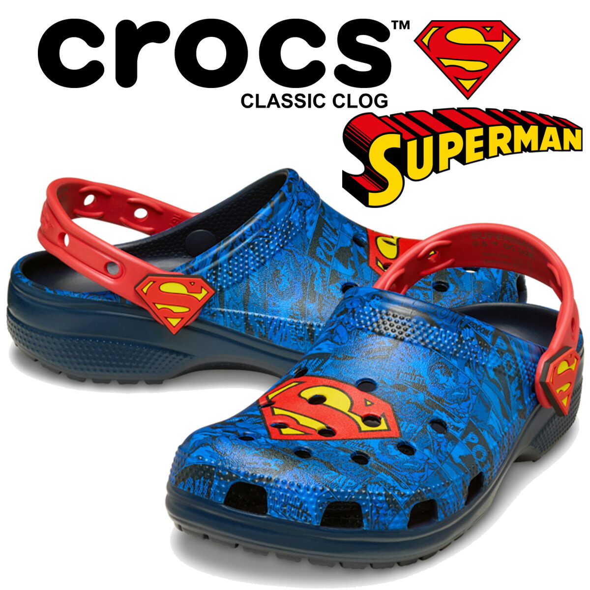 [ 15時までの注文で最短即日発送!! ] 【クロックス スーパーマン クラシック クロッグ マルチ】crocs SUPERMAN CLASSIC CLOG MULTI 211131-90h画像