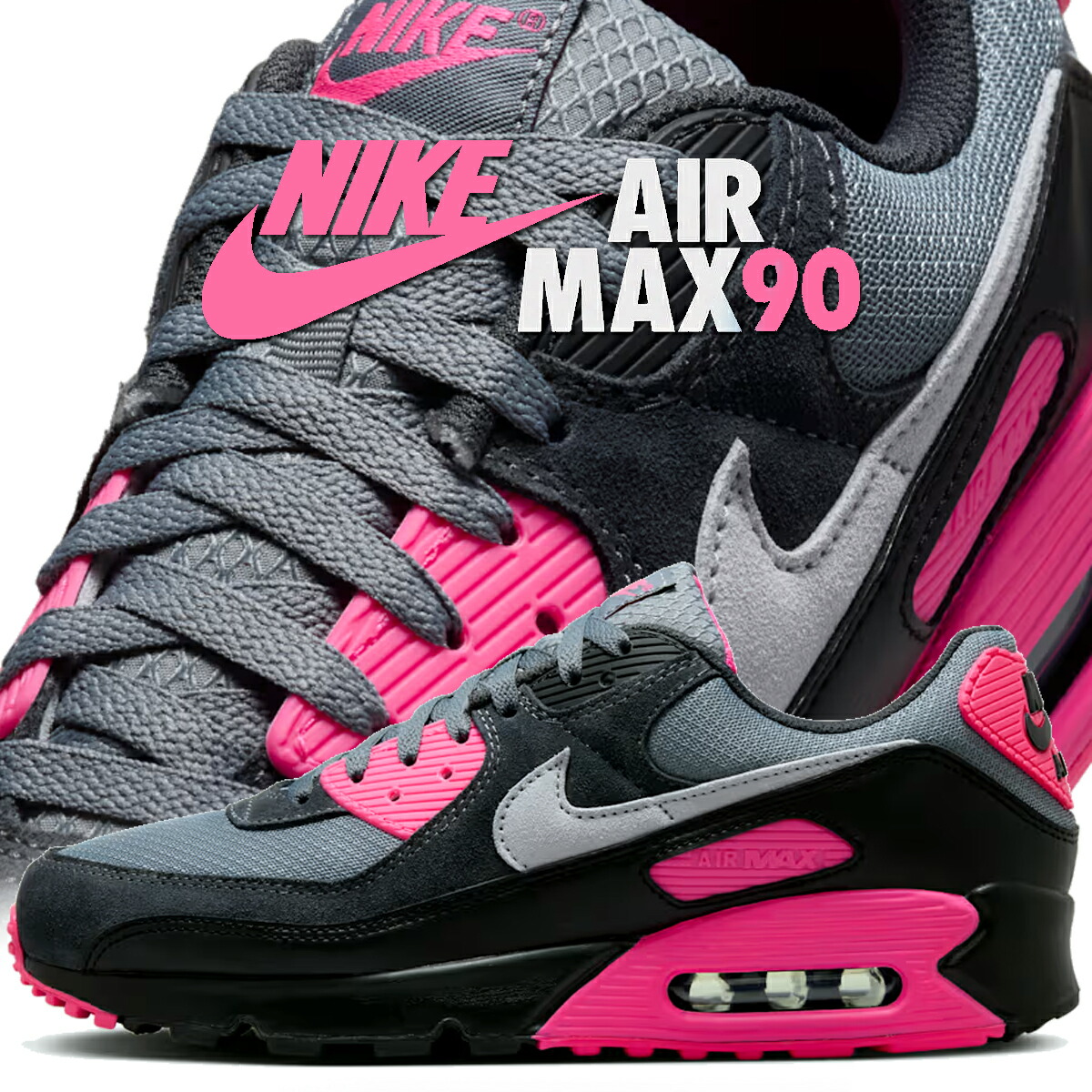 [最短即日発送!! & お得なクーポン!!] 【ナイキ エア マックス 90 クールグレー ウルフグレー ハイパーピンク】NIKE AIR MAX 90 cool grey/wolf grey-hyper pink dm0029-010｜ＬＴＤ　ｏｎｌｉｎｅ