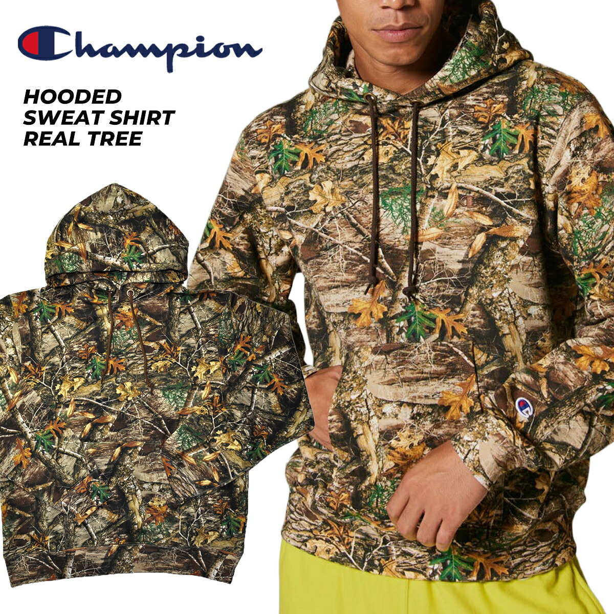 [ ポイントUP & 最大2000円OFFクーポン ] 【チャンピオン フーデッド スウェット シャツ リアルツリー】Champion HOODED SWEAT SHIRT REAL TREE c3-d105 7,499円