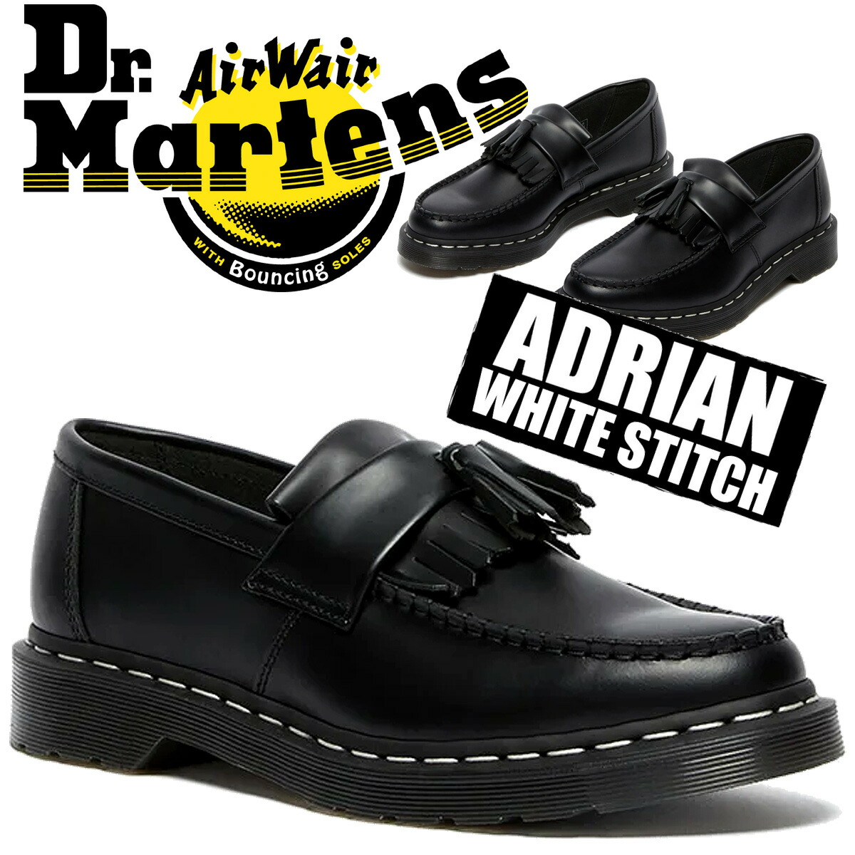 [ ポイントUP & 最大2000円OFFクーポン ] [日本限定]【ドクターマーチン エイドリアン ホワイトステッチ ブラック】Dr.Martens ADRIAN WS BLACK 26805001