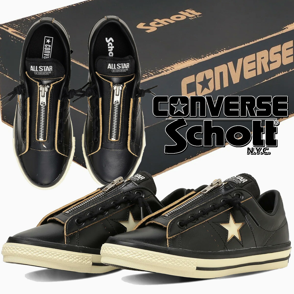 [ ポイントUP & 最大2000円OFFクーポン ] 【コンバース ワンスター Z ショット ブラック ホワイト】CONVERSE ONE STAR Z Schott BLACK/WHITE 33702830