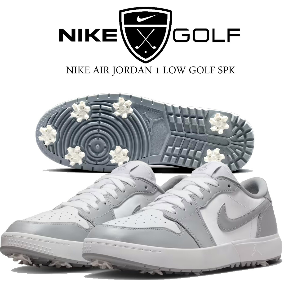 [ ポイントUP & 最大2000円OFFクーポン ] 【ナイキ エアジョーダン1 ロー ゴルフ スパイク ウルフグレー ホワイト】NIKE AIR JORDAN 1 LOW GOLF SPIKE wolf grey/wht-wolf grey iq3417-001｜ＬＴＤ　ｏｎｌｉｎｅ