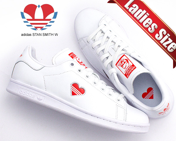 stan smith white red heart