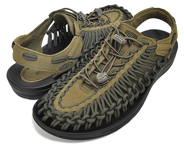 [ ポイントUP & 最大2000円OFFクーポン ] 【キーン ユニーク メンズ】KEEN UNEEK DARK OLIVE/BLACK 1023381 ダークオリーブ ブラック オープンエア スニーカー