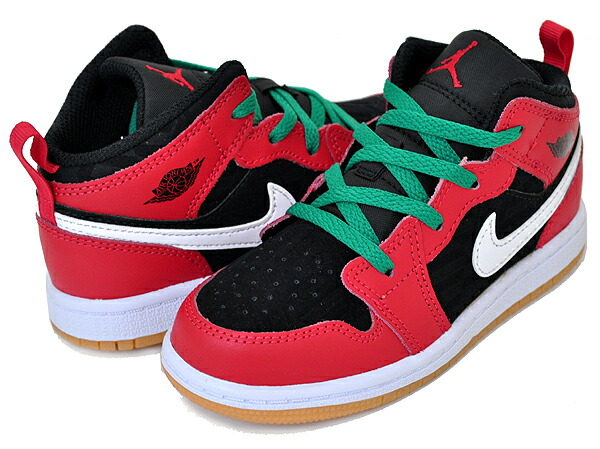 [ ポイントUP & 最大2000円OFFクーポン ] 【ナイキ ジョーダン 1 ミッド トドラー SE】NIKE JORDAN 1 MID SE(TD) black/fire red-white-malachite dq8420-006 Christmas キッズ スニーカー AJ1 子供靴 ブラック ファイヤーレッド クリスマス