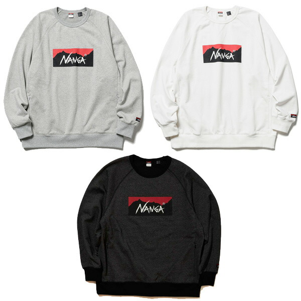 [ ポイントUP & 最大2000円OFFクーポン ] 【ナンガ エコハイブリッド ボックスロゴ スウェットシャツ】NANGA ECO HYBRID BOX LOGO SWEAT SHIRT nw2311-1f201 トレーナー クルーネック BOXロゴ リブバインダー｜LTD SPORTS ONLINE STORE